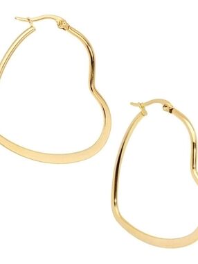 40mm Gold Tone PVD Stainless Steel Heart Hoop Earrings